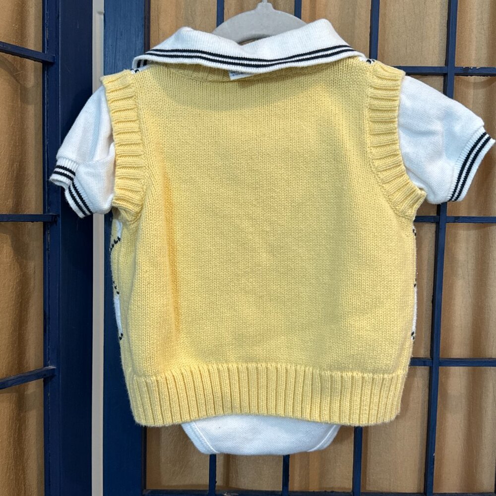Miniwear Argyle Sweater Vest Onesie 3–6M Baby Boy Preppy Outfit - Picture 6 of 6